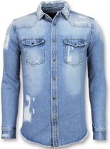 Lange Spijkerblouse - Denim Overhemd Heren - Blauw