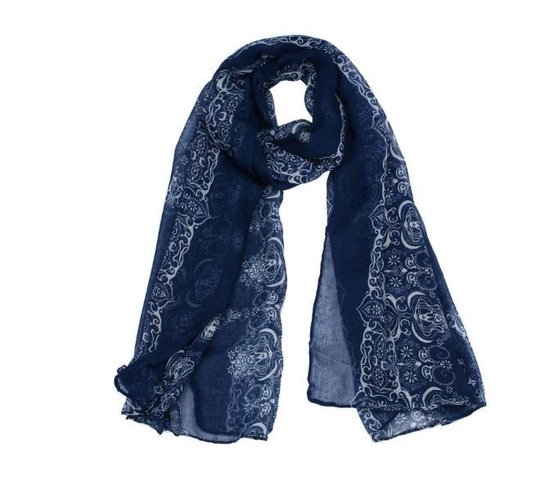 toonhoogte Snelkoppelingen paradijs Dames sjaal, blauw met print (160X50) | bol.com