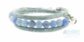KIYAYO Blauwe leren wikkelarmband met aventurijn