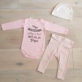 Rompertje Baby met tekst papa pakje cadeau geboorte meisje roze set aanstaande zwanger kledingset pasgeboren unisex Bodysuit | Huispakje | Kraamkado | Gift Set babyset kraamcadeau