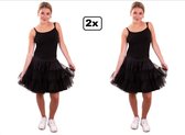 2x Petticoat zwart 3-laags volwassenen