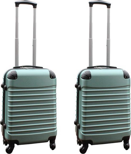 Kofferset 2 delig ABS handbagage koffers - met cijferslot - 39 liter - groen