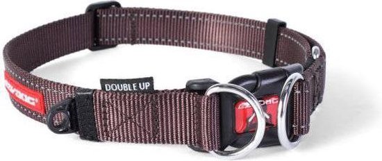 EzyDog Double Up Halsband – Nylon, Größe XL (47-71 Cm), Mit 2 D-Ringen & Reflektierenden Elementen