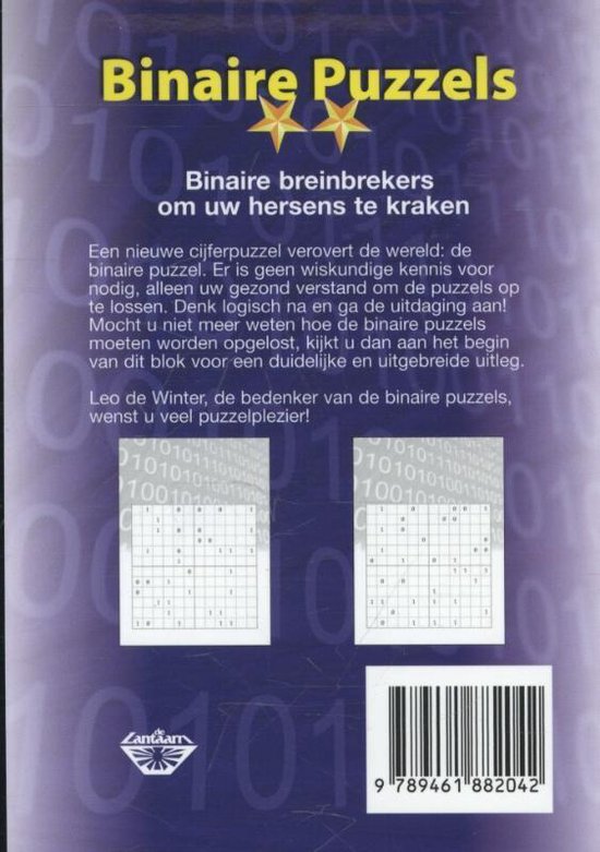 springen Autorisatie hoek Binaire puzzels 2 sterren, Leo Winter | 9789461882042 | Boeken | bol.com