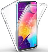 Samsung Galaxy A50 Hoesje - 360 Graden Case 2 in 1 Hoes Transparant + Ingebouwde Siliconen TPU Cover Screenprotector