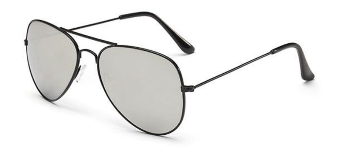 Hidzo Zonnebril Piloten Zwart - UV 400 - Zilvere Glazen