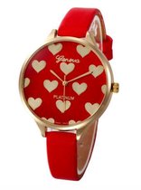 Hidzo Horloge Hartjes Ø 37 mm - Rood - In horlogedoosje