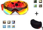 Ski bril + hard case lens Smoke Red frame Oranje F type 9 Cat. 0 tot 4 - ☀/☁ extra lens is optie.