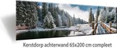 Kerstdorp achtergrond - 65x200 cm - display achterwand - winterlandschap met brug - kerst decoratie