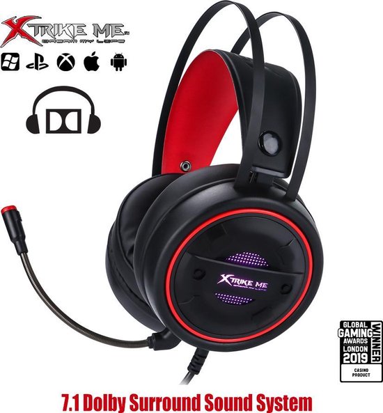 XTRIKE ME 7.1 Surround Gaming Headset – Over-Ear – Multi Platform – Met Mic – GH-705 Perfect voor gaming zoals Fortnite – Pubg -Battlefield