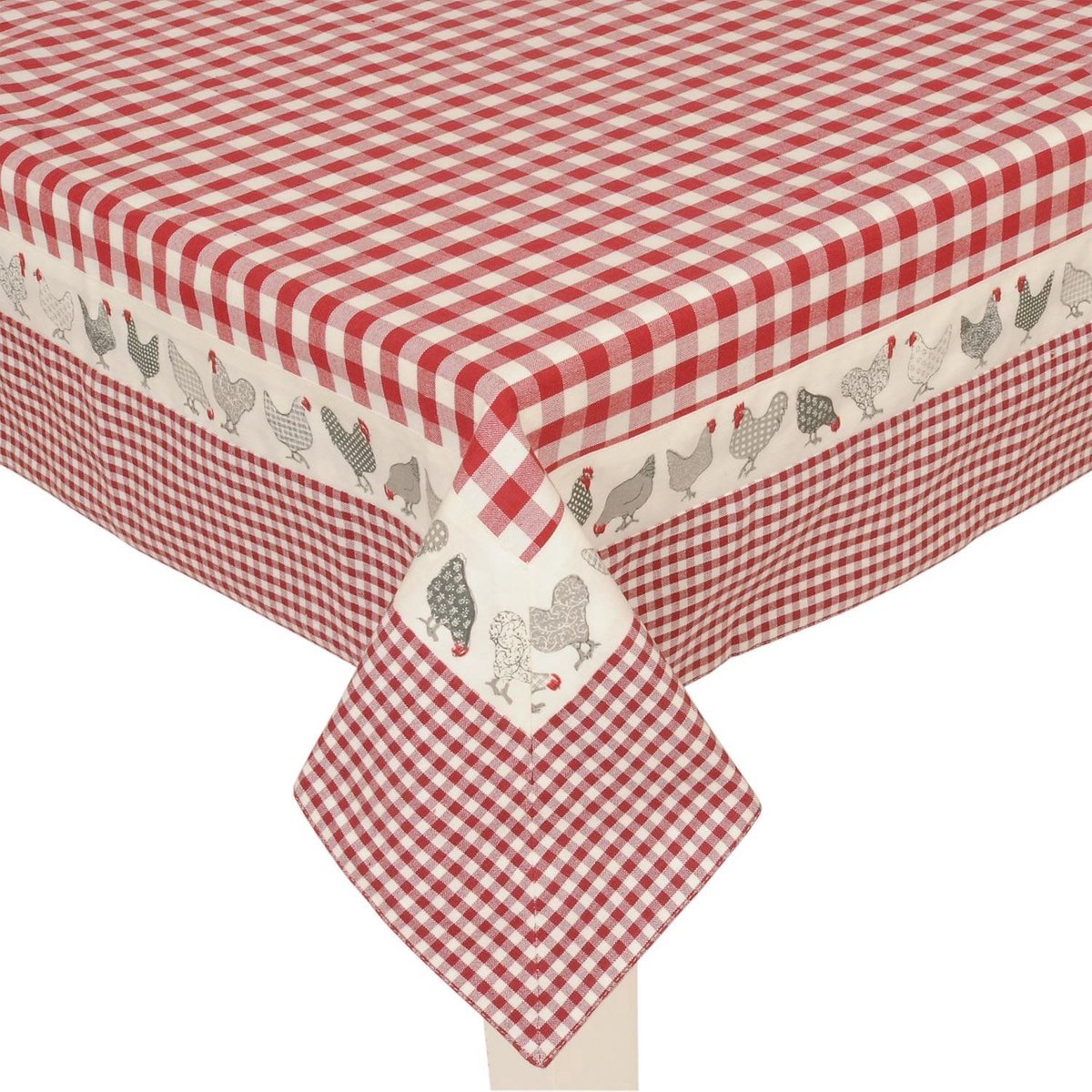 klimaat tafereel smog Mooi landelijk tafelkleed rood/wit geruit met rondom een kip motief - 150 x  150 cm | bol.com
