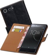 Pull Up TPU PU Leder Bookstyle Wallet Case Hoesje voor Xperia XZ Zwart