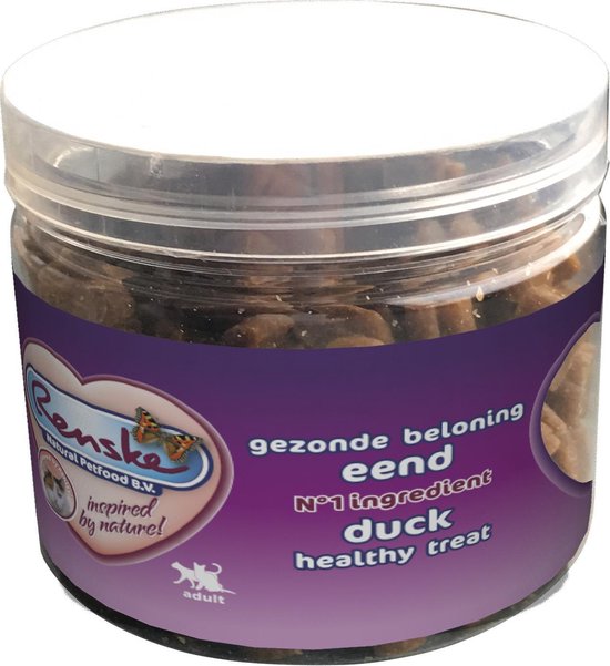 Renske Kat Beloning Hartjes 100 g - Kattensnack - Eend