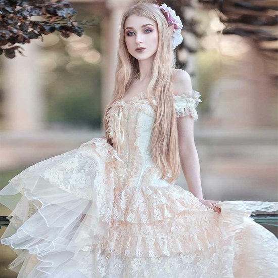 Attitude Holland Korte trouwjurk -L- Victorian corset dress Gothic, vampire, victoriaans Creme