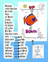 Malbuch lerne Englisch mit Fisch Farbe die Woerter Lernen Konzepte fur Kinder fur jeden Wer will Englisch lernen oben nach unten Recht links Diagonale zwischen neben an innerhalb