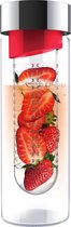Gobelet Asobu Flavor It - Verre - Incl. Infuseur de fruits - 480 ml - Rouge / Argent