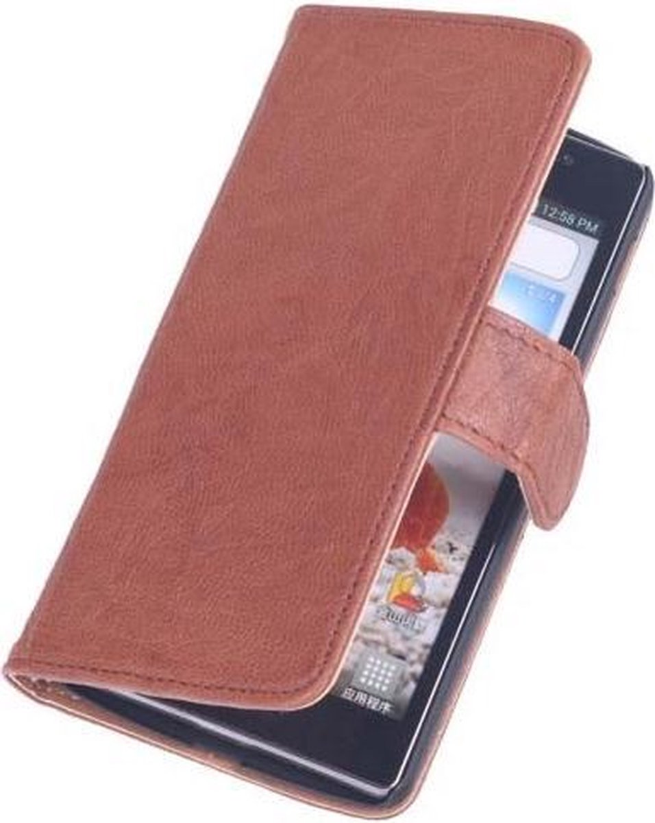 BestCases Bruin Stand Luxe Echt Lederen Booktype Hoesje LG G2 Mini