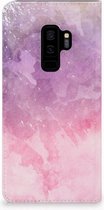 Geschikt voor Samsung Galaxy S9 Plus Standcase Hoesje Design Pink Purple Paint