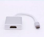 Type C naar HDMI-adapter, witte kleur met een korte kabel. USB 3.1-technologie voor hoge snelheid.
