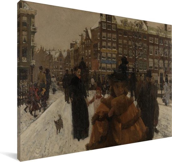 Le Pont Singel à la Paleisstraat à Amsterdam - Peinture de George Hendrik Breitner Toile 90x60 cm - Tirage photo sur toile (Décoration murale salon / chambre)