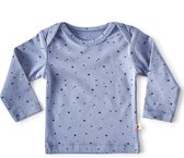 Little Label - baby shirt lange mouw - medium blue star - maat: 68 - bio-katoen
