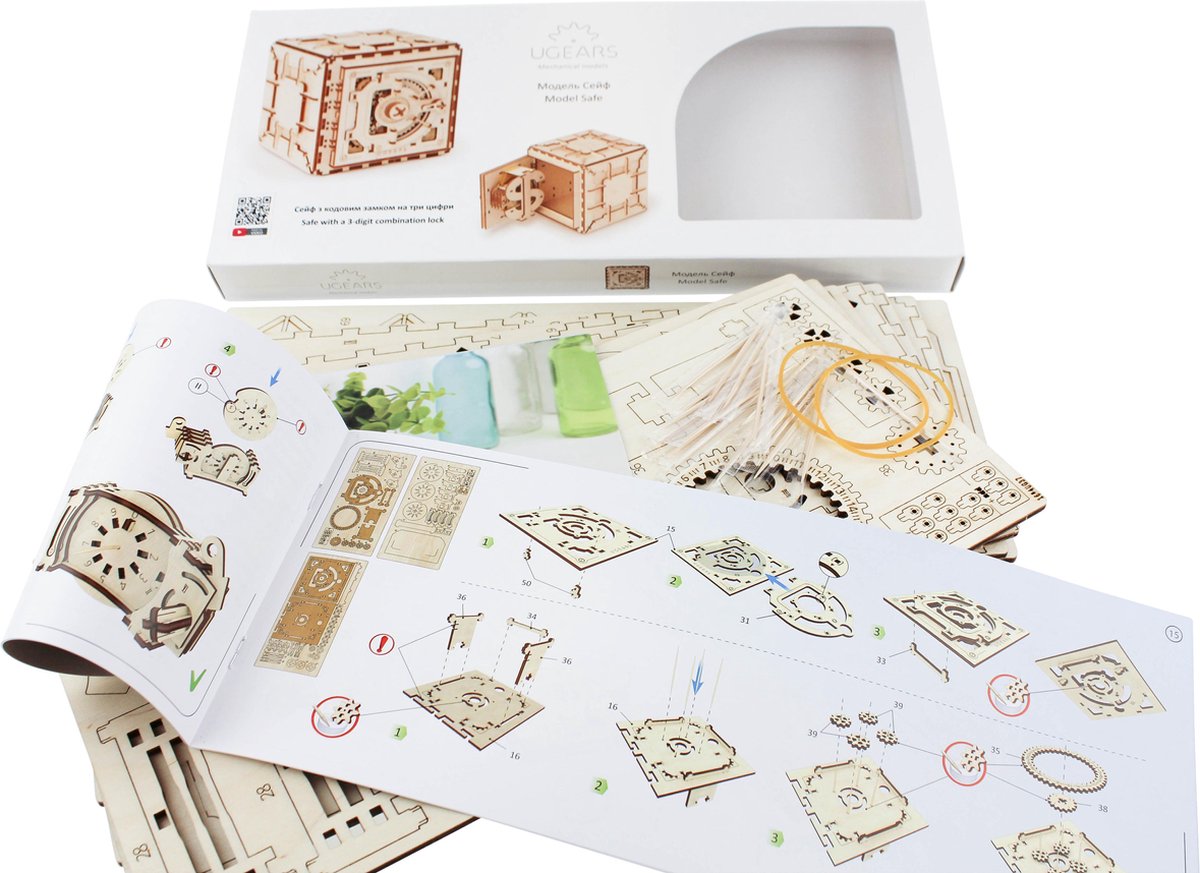 UGEARS 3D Modelbouw - Kluis - Mechanisch Bouwpakket Hout - Educatief Speelgoed — afbeelding 20