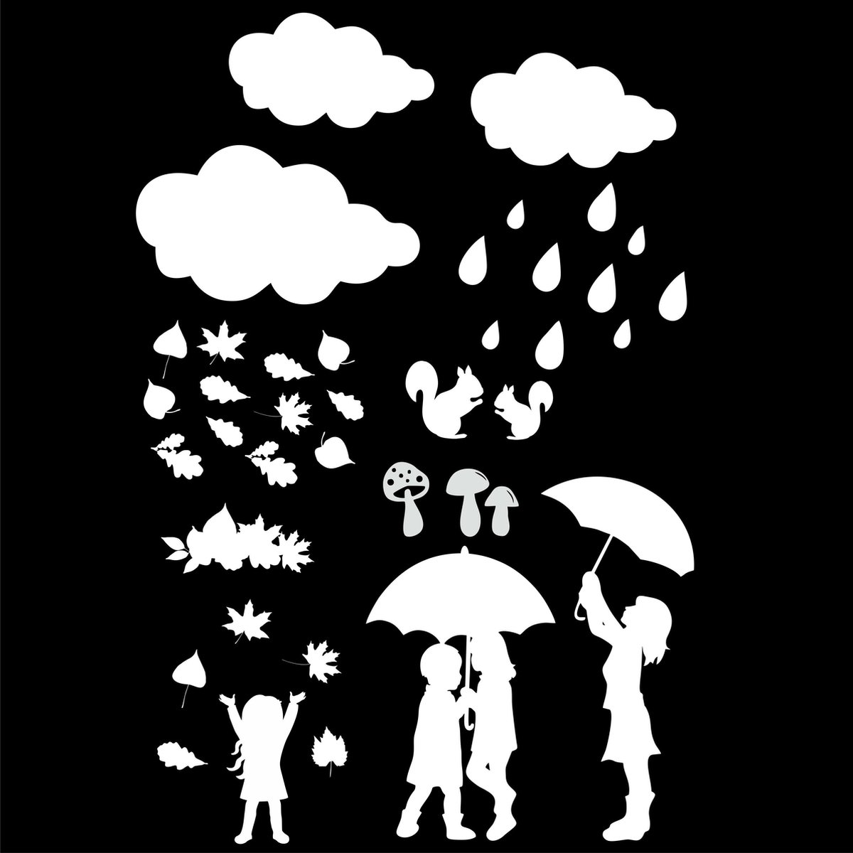 Herbruikbare raamstickers - statische raam stickers - Uitbreidingsset stickers Herfst, HERBRUIKBAAR