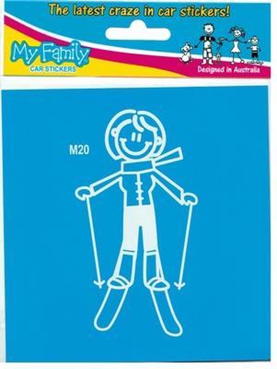 Moeder op de ski - autosticker - wit - 11 cm