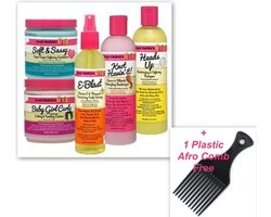 Aunt Jackie’s 5-Pc Hair Set – Heads Up Shampoo + Soft & Sassy Conditioner + Knot Havin’ It! Moisturizer + Baby Girl Curls Custard + E-Blast Scalp Remedy