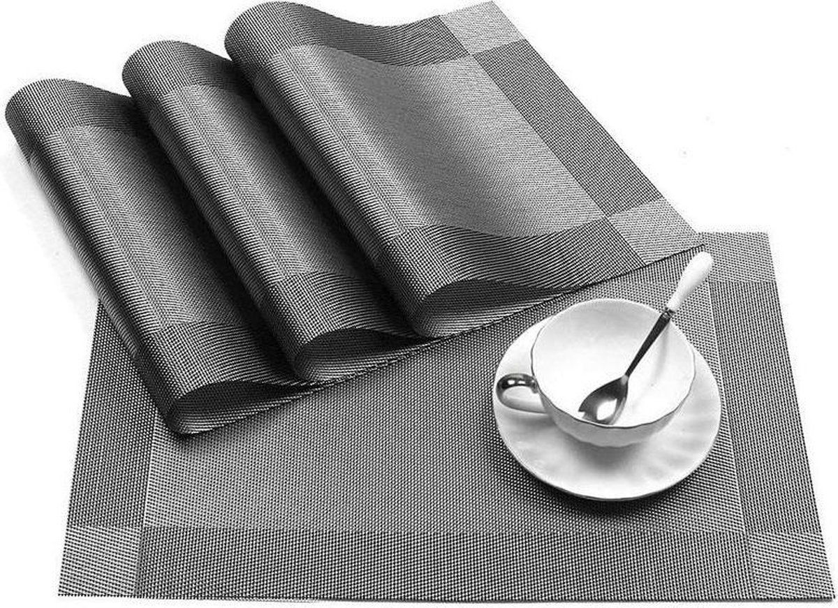 jiuzcare Placemat, afwasbaar, 4 stuks, 30 x 45 cm, premium placemats, pvc, hittebestendig, antislip, afwasbaar, groen