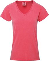 Basic V-hals t-shirt comfort colors watermeloen roze voor dames maat S