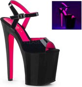 Pleaser - XTREME-809TT Sandaal met enkelband, Paaldans schoenen - Paaldans schoenen - 42 Shoes - Zwart/Roze