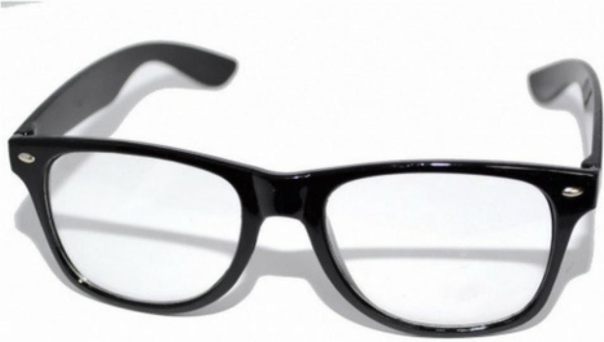 Nerd bril zwart met hoesje - Bril zonder sterkte - Met glazen - Voor artsen