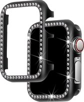 DrPhone TPU Bling Case met Kristal Diamanten Look - Beschermend frame – Geschikt Voor Apple Watch 1/2/3 42mm - Zwart