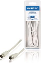 Valueline VLSB40000W20 Coax Antennekabel Coax Mannelijk - Coax Vrouwelijk 2,00 M Wit