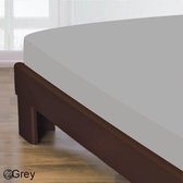 Homee Hoeslaken Katoen grijs 140x200 +30 cm eenpersoons bed - gladde 100% Katoen - Perfecte pasvorm