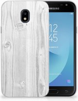 TPU Siliconen Back Case Back Cover Geschikt voor Samsung J3 2017 Design White Wood