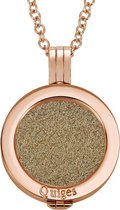 Quiges - Munthouder met Ketting en Munt 25mm Glitters Goud - RVS Rose Goudkleurig - EPRHZ236