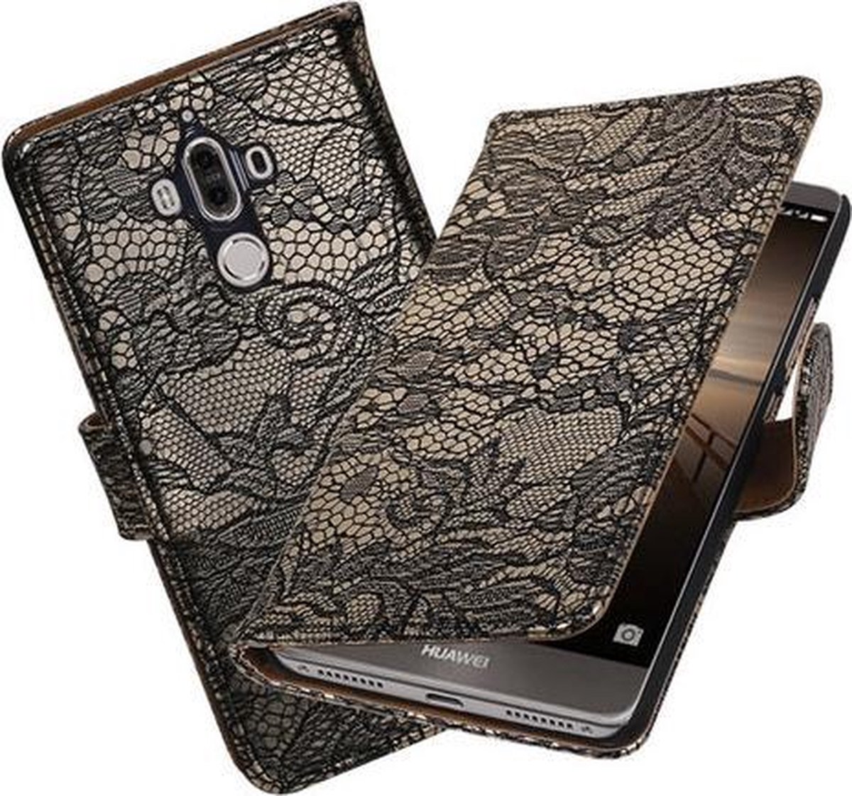 BestCases.nl Huawei Mate 9 Lace booktype hoesje Zwart