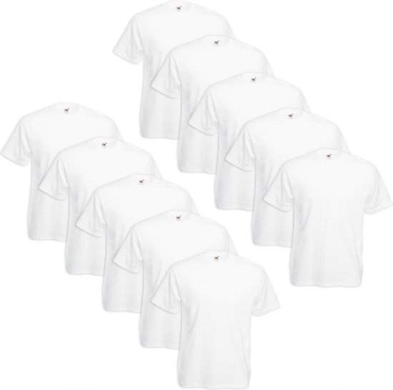 Fruit of the Loom 10x Grote maat Value Weight T-shirt Wit 3XL (XXXL)