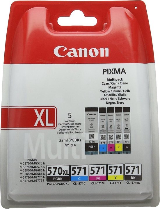 Cartouches d'encre pour Canon 570/571 - Multipack de 5 pièces