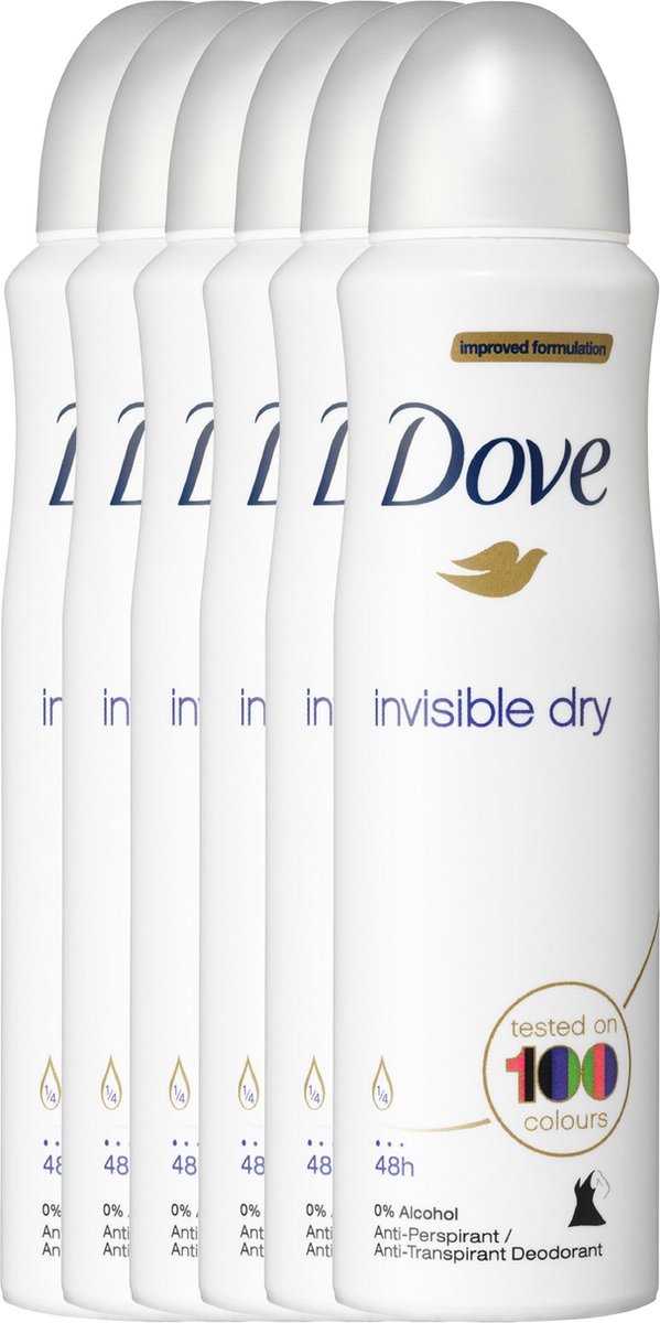 Goedkoopste Dove Invisible Dry Women - 6 x 150 ml - Deodorant Spray - Voordeelverpakking