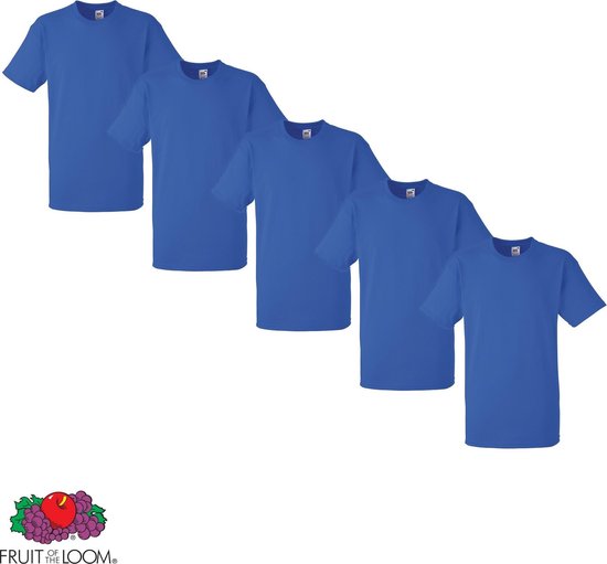 Fruit of the Loom - 5 stuks Valueweight T-shirts Ronde Hals - Blauw - M