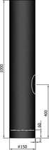 TT Kachelpijp Ø150 lengte 1000 cylindrisch met condensring en deur zwart - zwart -staal - 2mm - H1000 Ø150mm