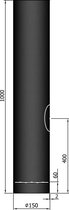 Kachelpijp Ø150 lengte 1000 cylindrisch met condensring en deur zwart - zwart -staal - 2mm - H1000 Ø150mm