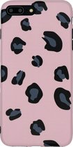 Luxe Back Cover voor Apple iPhone 7 Plus - iPhone 8 Plus met Tijger Luipaard Print - hoogwaardig TPU Soft Case - Roze - Zwart -  Hoesje