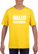 Hallo allemaal tekst geel t-shirt voor kinderen XS (110-116)