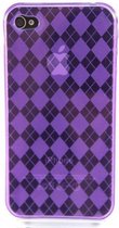 Zacht plastic backcase paarse/doorzichtige ruit voor iphone 4