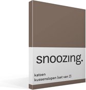 Snoozing - Katoen - Kussenslopen - Set van 2 - 60x70 cm - Bruin