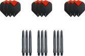 Dragon darts - Dartset - 3 sets dart flights en 3 sets nylon darts shafts - 18 pcs - Oranje - darts flights